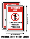 Restricted Area Construction Work In Progress A-Frame Signs, Decals, or Panels