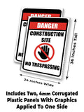 Construction Site No Trespassing A-Frame Signs, Decals, or Panels