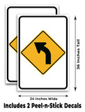 Curve Ahead Left A-Frame Signs, Decals, or Panels