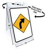 Curve Ahead Right A-Frame Signs, Decals, or Panels