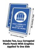 High Visibility Jackets Must Be Worn A-Frame Signs, Decals, or Panels