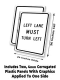 Left Lane Must Turn Left A-Frame Signs, Decals, or Panels