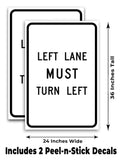 Left Lane Must Turn Left A-Frame Signs, Decals, or Panels