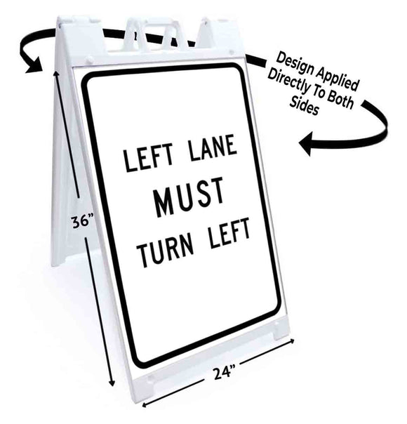 Left Lane Must Turn Left A-Frame Signs, Decals, or Panels