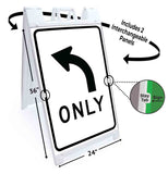 Left Turn Only A-Frame Signs, Decals, or Panels