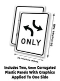 Left Or Right Turn Only A-Frame Signs, Decals, or Panels