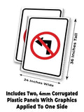No Left Turn A-Frame Signs, Decals, or Panels