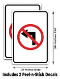 No Left Turn A-Frame Signs, Decals, or Panels