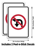 No Left or U Turn A-Frame Signs, Decals, or Panels