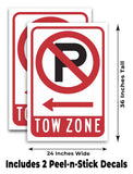 No Parking Tow Zone A-Frame Signs, Decals, or Panels