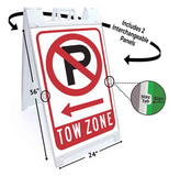 No Parking Tow Zone A-Frame Signs, Decals, or Panels
