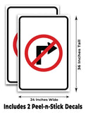 No Right Turn A-Frame Signs, Decals, or Panels