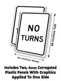 No Turns A-Frame Signs, Decals, or Panels