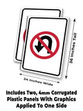No U-Turns A-Frame Signs, Decals, or Panels