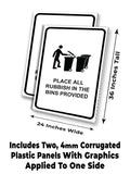 Place All Rubbish In Bins A-Frame Signs, Decals, or Panels