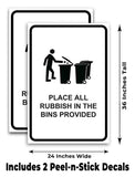 Place All Rubbish In Bins A-Frame Signs, Decals, or Panels