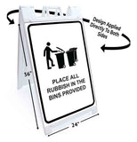 Place All Rubbish In Bins A-Frame Signs, Decals, or Panels