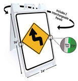 Reverse Turn Left A-Frame Signs, Decals, or Panels