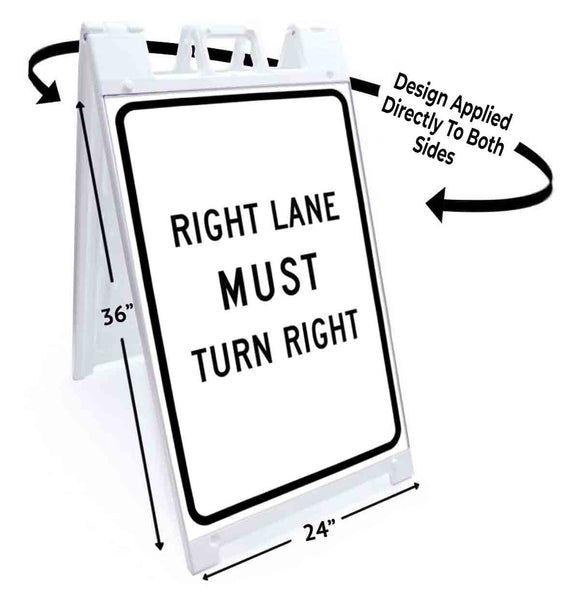 Right Lane Must Turn Right A-Frame Signs, Decals, or Panels
