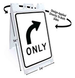 Right Turn Only A-Frame Signs, Decals, or Panels