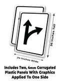 Right Turn or Straight A-Frame Signs, Decals, or Panels