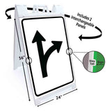 Right Turn or Straight A-Frame Signs, Decals, or Panels