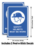 Safety Helmets Must Be Worn A-Frame Signs, Decals, or Panels