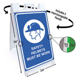 Safety Helmets Must Be Worn A-Frame Signs, Decals, or Panels