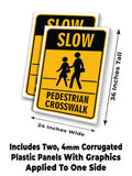 Slow Pedestrian A-Frame Signs, Decals, or Panels