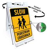 Slow Pedestrian A-Frame Signs, Decals, or Panels