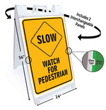 Slow Watch For Pedestrians A-Frame Signs, Decals, or Panels