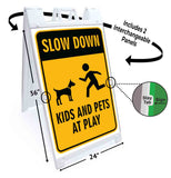 Slow Down Kids and Pets at Play A-Frame Signs, Decals, or Panels