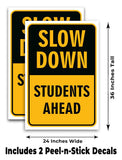 Slow Down Students Ahead A-Frame Signs, Decals, or Panels