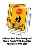 Stop Pedestrian Crosswalk A-Frame Signs, Decals, or Panels