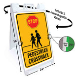 Stop Pedestrian Crosswalk A-Frame Signs, Decals, or Panels