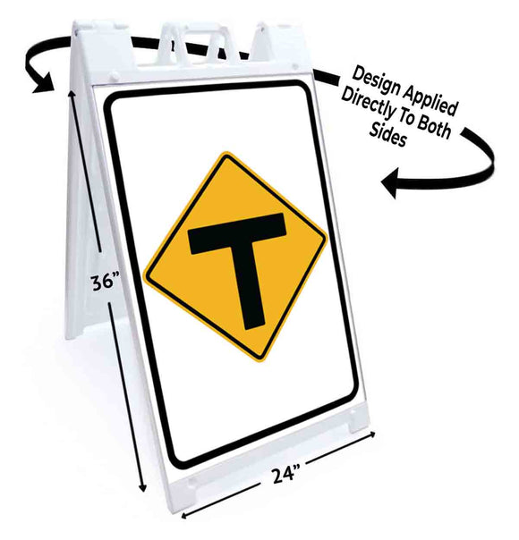 T Intersection Ahead A-Frame Signs, Decals, or Panels