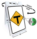T Intersection Ahead A-Frame Signs, Decals, or Panels