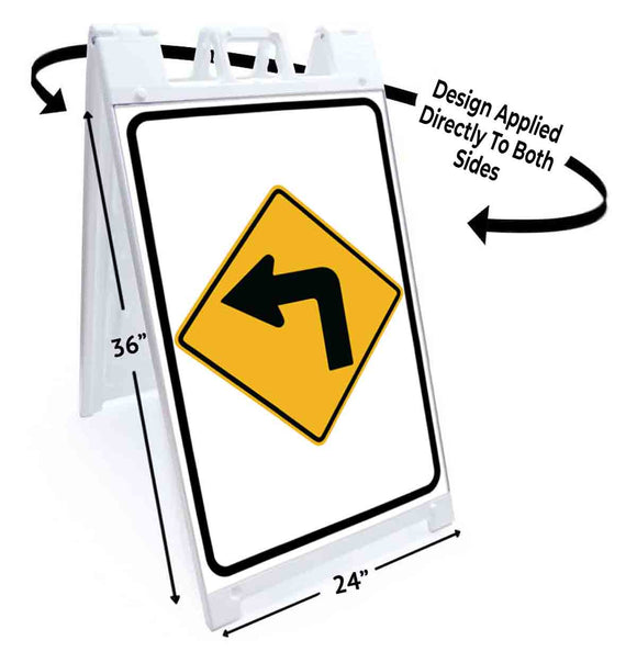 Turn Ahead Left A-Frame Signs, Decals, or Panels