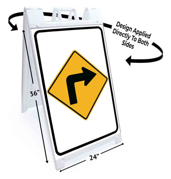 Turn Ahead Right A-Frame Signs, Decals, or Panels