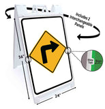 Turn Ahead Right A-Frame Signs, Decals, or Panels