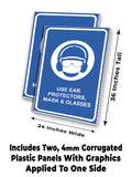 Use Ear Protectors, Mask and Glasses A-Frame Signs, Decals, or Panels