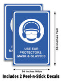 Use Ear Protectors, Mask and Glasses A-Frame Signs, Decals, or Panels