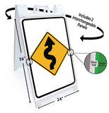 Winding Road Right A-Frame Signs, Decals, or Panels