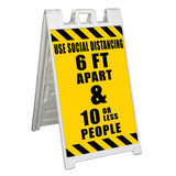 Use Social Distancing A-Frame Signs, Decals, or Panels