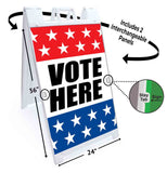 Vote Here A-Frame Signs, Decals, or Panels