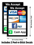 We Accept Credit Cards Cash App A-Frame Signs, Decals, or Panels