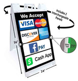 We Accept Credit Cards Cash App A-Frame Signs, Decals, or Panels