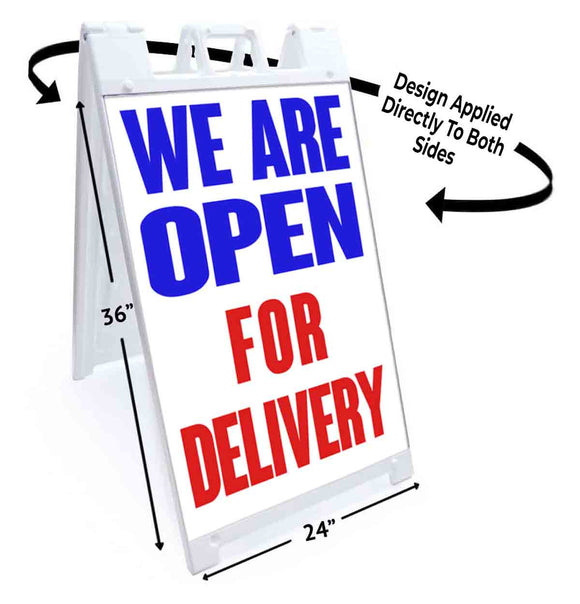 We Are Open For Delivery A-Frame Signs, Decals, or Panels