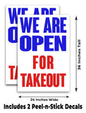 We Are Open For Takeout A-Frame Signs, Decals, or Panels