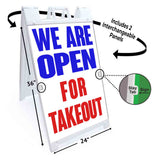 We Are Open For Takeout A-Frame Signs, Decals, or Panels